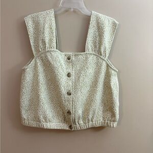Madewell Green and White Boxy Sleeveless Tank Top